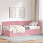 vidaXL Cadre de lit d'angle avec matelas Rose 100 x 200 cm Velours