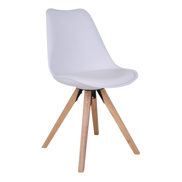 2 chaises de table à manger en cuir blanc à pieds en bois