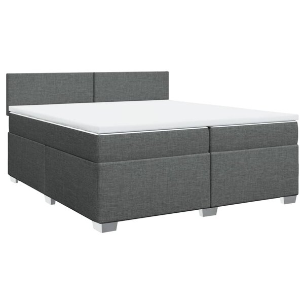 vidaXL Sommier à lattes de lit avec matelas Gris foncé 200x200cm Tissu
