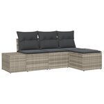 vidaXL Ensemble de Canapé de Jardin 4 Pièces avec Coussins en Poly Rattan Gris Clair