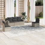 vidaXL Salon de jardin 5 Pièces avec coussins gris clair résine tressée