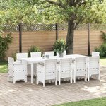 vidaXL Ensemble de salle à manger pour jardin 11 Pièces Blanc Rattan Polt