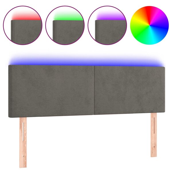 vidaXL Tête de lit à LED Gris foncé 144x5x78/88 cm Velours