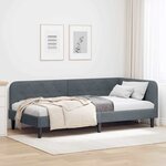 vidaXL Cadre de lit d'angle Gris foncé 90 x 190 cm Velours