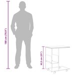vidaXL Table d'appoint avec roues noir 55x36x63 5 cm bois d'ingénierie