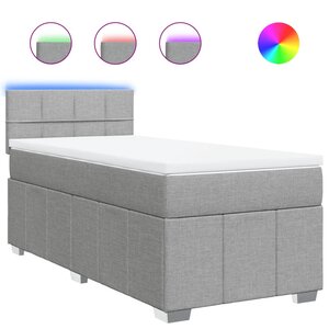 vidaXL Sommier à lattes de lit avec matelas Gris clair 90x200 cm Tissu