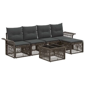 vidaXL Ensemble de canapé de jardin 6 Pièces Gris polyrotin