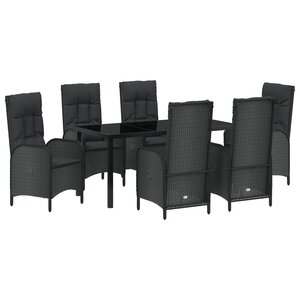 vidaXL Ensemble de jardin de 7 pièces Rattan Poly Noir