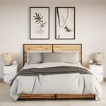 vidaXL Armoires de chevet et lumières LED 2Pièces blanc bois d'ingénierie