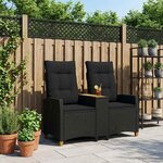 vidaXL Banc inclinable avec table Noir 126 x 65 x 112 cm polyrotin
