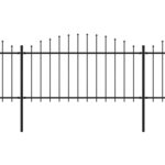 vidaXL Clôture de jardin à dessus en lance Acier (1 25-1 5)x17 m Noir