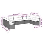 vidaXL Salon de jardin avec coussins 10 Pièces gris résine tressée
