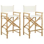 vidaXL Chaise de directeur pliante 2 pc Naturel Bambou