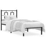 vidaXL Cadre de lit métal avec tête de lit noir 75x190 cm
