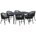 vidaXL Ensemble de salle à manger de jardin 7 pièces avec coussins en poly rotin noir