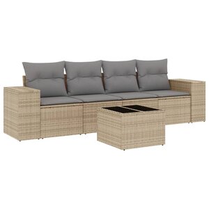 vidaXL Salon de jardin avec coussins 5 Pièces beige résine tressée
