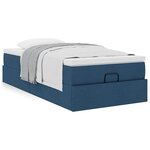 vidaXL Cadre de lit ottoman avec matelas bleu 90x200 cm tissu
