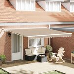 vidaXL Auvent Rétractable Beige 400 × 300 cm Polyester et métal