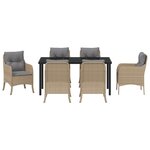vidaXL Ensemble de salle à manger de jardin 7 pièces avec coussins beige en poly rattan