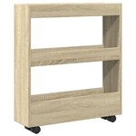 vidaXL Chariot de rangement étroit 3 niveaux chêne sonoma