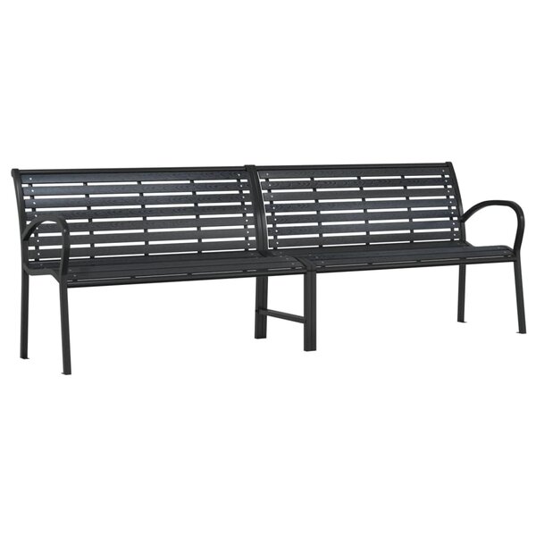 vidaXL Banc double de jardin noir 231 cm acier et WPC