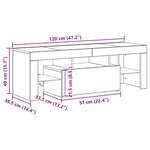Meuble TV vidaXL avec lumière LED en chêne noir 120x35x40 cm