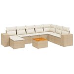 vidaXL Salon de jardin avec coussins 9 Pièces beige résine tressée
