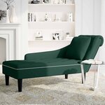 vidaXL Fauteuil long et coussin et accoudoir droit vert foncé velours