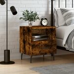 vidaXL Table de chevet chêne fumé 40x35x47 5 cm bois d’ingénierie