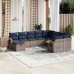 vidaXL Salon de jardin 10 Pièces avec coussins gris résine tressée