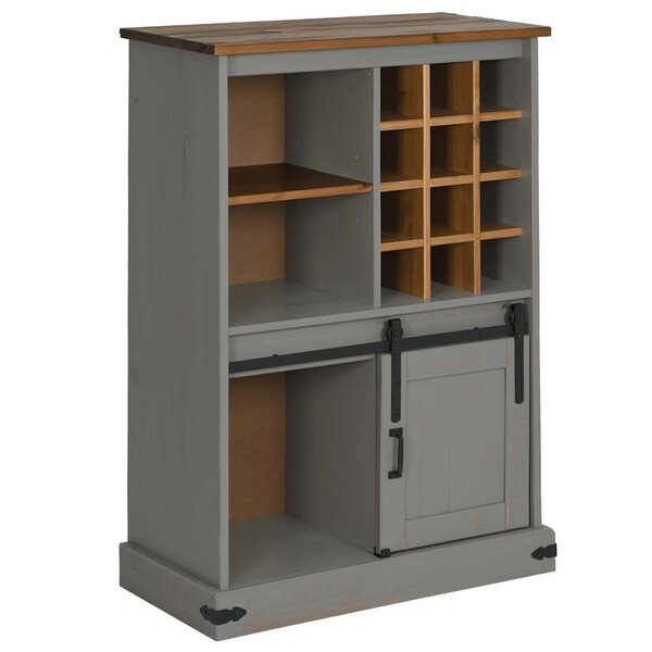 vidaXL Armoire à vin HALDEN casiers à vin porte coulissante gris pin
