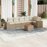 vidaXL Salon de jardin avec coussins 7 Pièces beige résine tressée