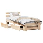 vidaXL Cadre de lit avec tête de lit Naturel 75 x 190 cm Pin massif