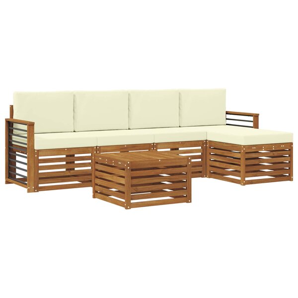 vidaXL Ensemble de canapés d'extérieur 6 pc Naturel et Crème
