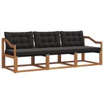 vidaXL Ensemble de canapés d'extérieur 3 pc Naturel et Noir