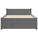 vidaXL Cadre de lit sans matelas gris bois massif 75x190 cm