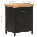 vidaXL Table de chevet 40x30x52 cm Bois de manguier brut