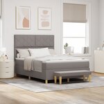 vidaXL Lit à ressort avec matelas et banc taupe 140x190 cm tissu