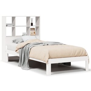 vidaXL Lit bibliothèque sans matelas blanc 90x190cm bois de pin massif