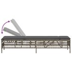 vidaXL Chaise longue avec coussin gris résine tressée