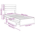 vidaXL Lit de Rangement Chêne fumé 75 x 190 cm Bois d'ingénierie