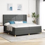 Lit Box Spring avec Matelas & LED Gris Foncé 200x200 cm Tissu
