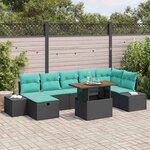 vidaXL Ensemble de canapé de jardin 8 Pièces Noir polyrotin