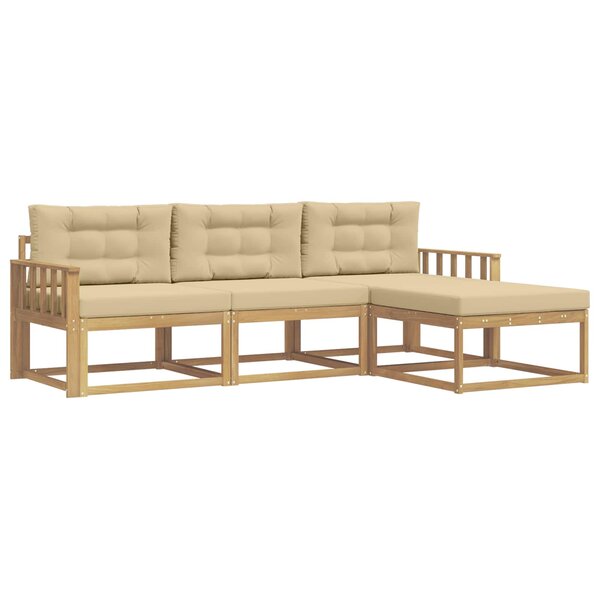 vidaXL Ensemble de canapés d'extérieur 4 pc Blanc et Beige Polyester