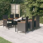 vidaXL Ensemble à manger de jardin avec coussins 7 Pièces Noir