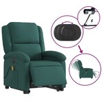 vidaXL Fauteuil inclinable de massage électrique Vert foncé Tissu