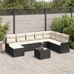 Ensemble de Canapé de Jardin de 8 Pièces avec Coussins en Rattan Poly Marron