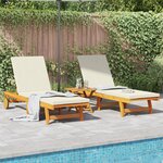 Transat à roulettes vidaXL 2 pièces avec table et coussin en bois d'acacia