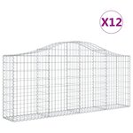 vidaXL Paniers à gabions arqués 12 Pièces 200x30x80/100 cm Fer galvanisé