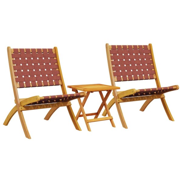 vidaXL Chaises pliables de jardin lot de 2 et table rouge bois massif